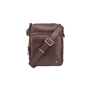 Brown Leather Small Messenger Bag For Men - Cross Body Design Bag - Brown - VISCONTI Designer Bag Satchel - ML40