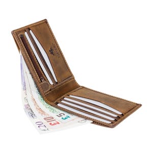 VISCONTI - Slim Leather Wallet with RFID - Oiled Tan - Card Holder Wallet - Coin Holder Wallet - Leather Wallets for Men - VSL20 - Premium