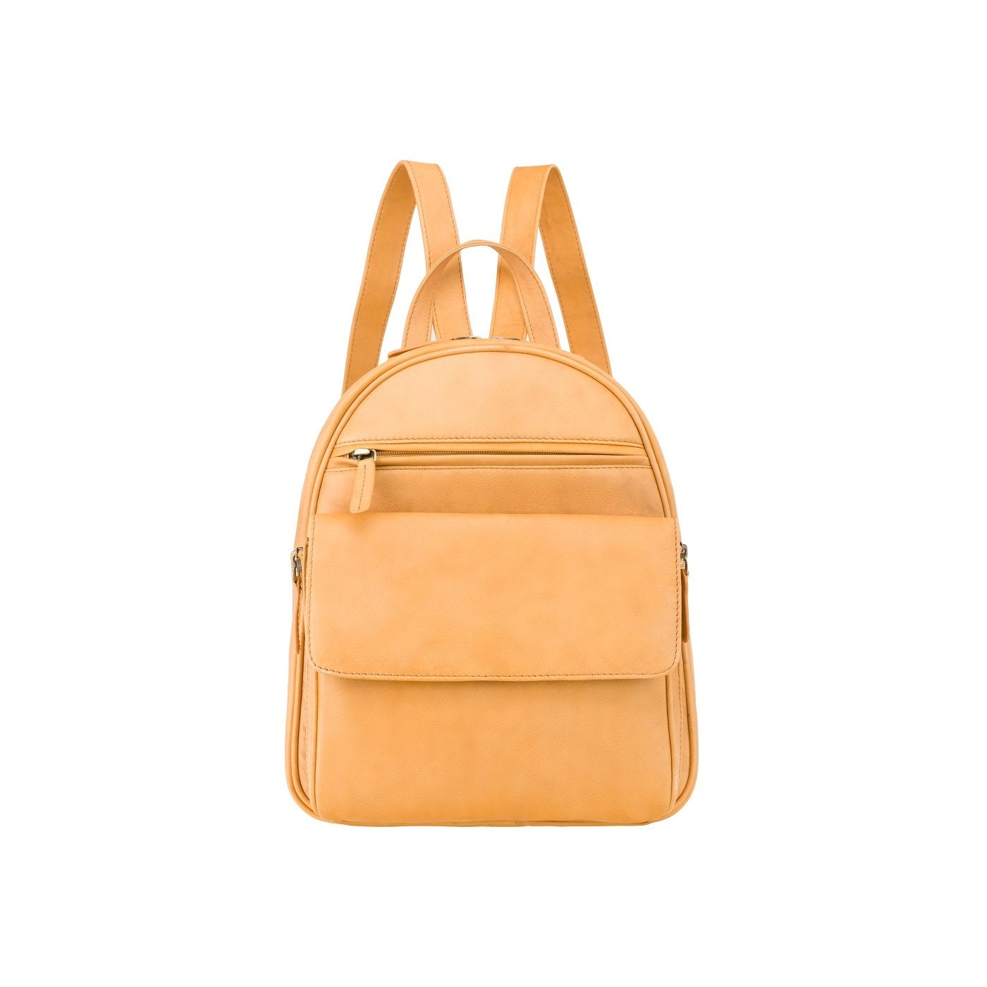 Handmade Leather Zip Backpack in KATLYN Cognac Camel Tan 