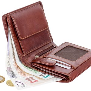 VISCONTI - Luxury Tan Leather Wallet with RFID Protection - Expandable Wallet - Wallets for Men - Veg Tan Premium Leather