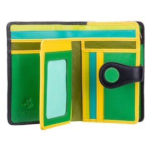 Polka Dot Purse Wallet - Ladies Wallet - Womens Wallets - Genuine Leather RFID Blocking - Button Close Purse - P1 Saturn