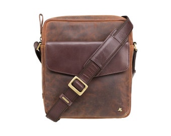 VISCONTI Toscana Collection - Vesper A5 - Havana Tan - Messenger Bag - Tablet Bag - Leather Messenger Bags - Bags for Men - TC70