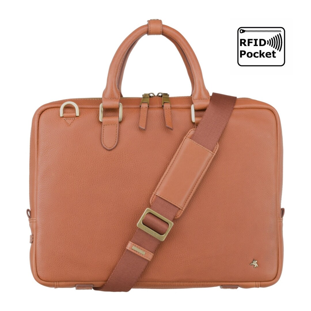 13 Inch Laptop Bag VISCONTI Platinium Collection Royce British Tan Leather Messenger Bags Bags