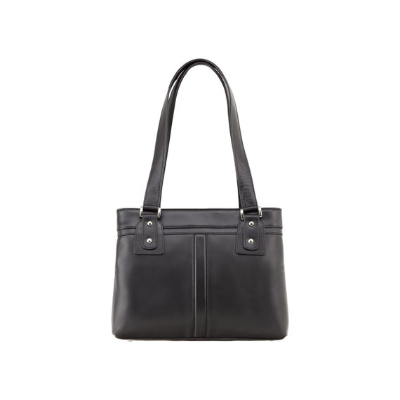 VISCONTI Atlantic Ziptops Collection Clara Black Leather Bag for