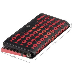 RED Leather Zip Around Purse Wallet - Womens Zip Around Leather Purse - RFID Blocking Purse - BR76 Amour Black Cherry