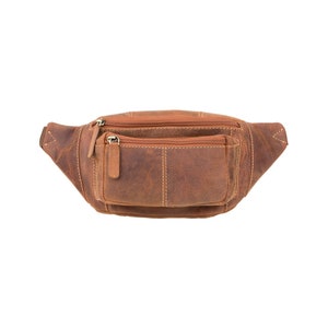 VISCONTI Klassische Bauchtasche - Ziptop Bag - Oiled Tan - Leder Bauchtasche - Gürteltasche - Unisex - 720