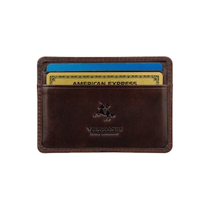 Reese - Brauner minimaler und schlanker Kartenhalter aus LederI Slim Wallet - Super Slim Leder Kartenhalter - Handgefertigtes Premium Leder - VSL66