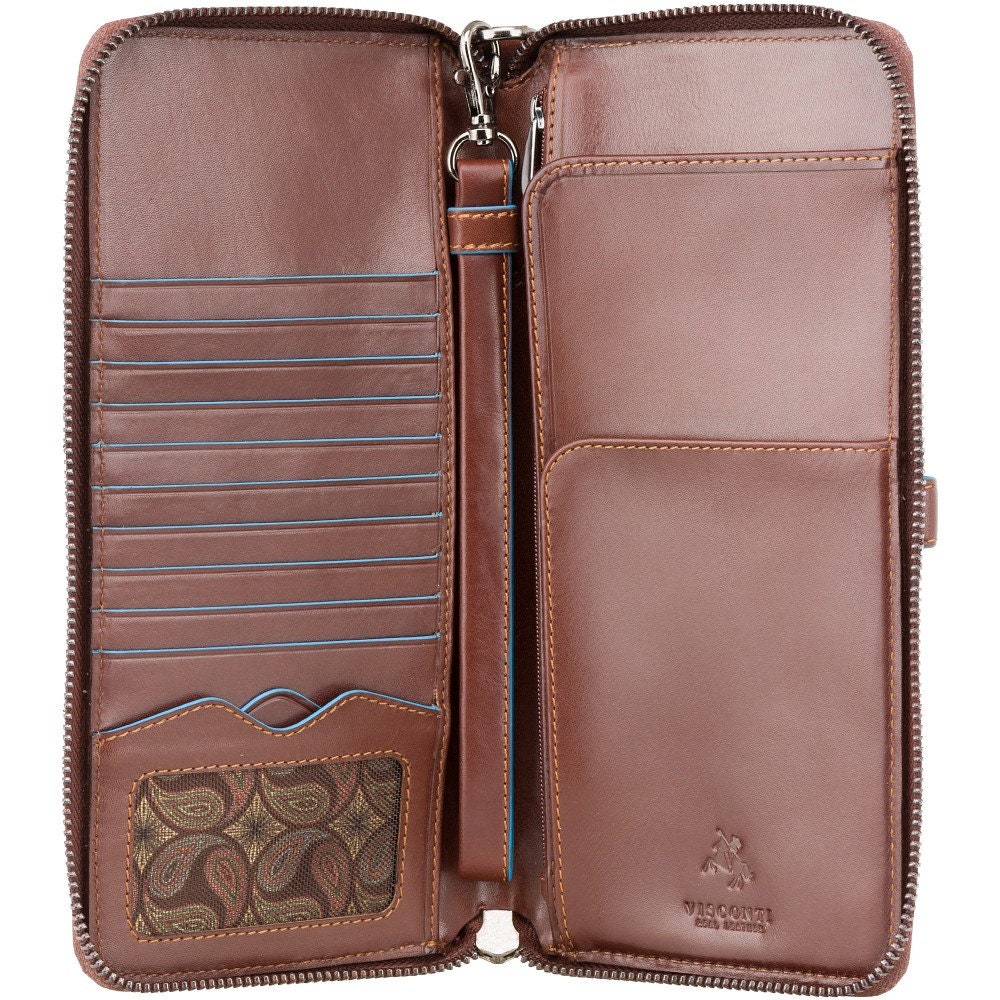 Premium Leather RFID Travel Wallet VISCONTI Brown ALP89 Etsy