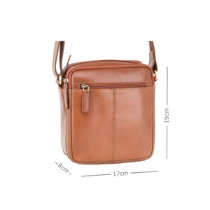 Collection de sacs à bandoulière VISCONTI - Bailey - S8 - Tan - Sac en cuir pour femme - Sac en cuir unisexe - Sac femme - Petit sac zippé