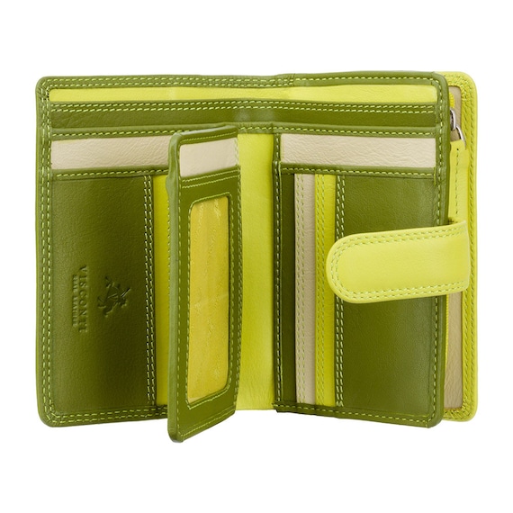 VISCONTI Best Selling RFID Purse Wallet Rainbow Collection Lime Medium Coin  Purse With Card Holding Wallet RB51 Fiji 