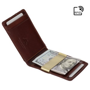VISCONTI RFID Mini Wallet With Money Clip Leather Wallet Brown Card ...