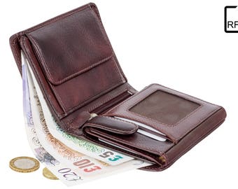 VISCONTI - Luxury Brown Leather Wallet with RFID Protection - Expandable Wallet - Wallets for Men - Veg Tan Premium Leather