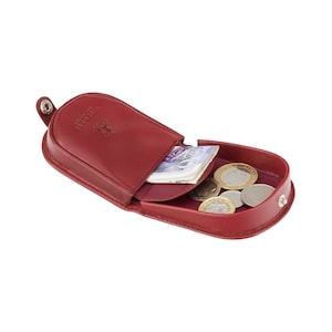 Porte-monnaie plateau rouge - Porte-monnaie bouton en cuir - Portefeuille fer à cheval - Parfait pour la pièce de monnaie, de l'argent liquide et une petite clé