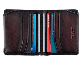 VISCONTI - Luxuriöse polierte Burgunder Leder Brieftasche mit RFID-Schutz - Schlanke Brieftasche für Männer - Veg Tan Premium Leder - Geschenkbox MT88