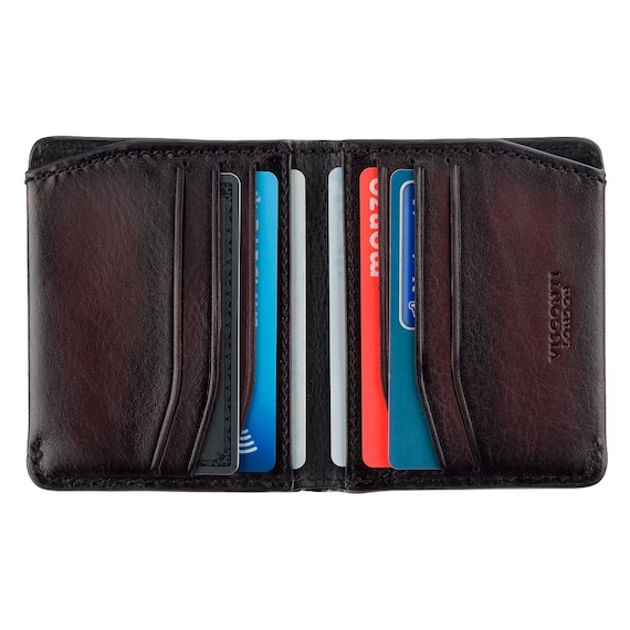 ★lemasque★ ABO WESTERN SLIM CARD WALLET BURGUNDY L09D61709 VISCONTI - Luxury Burnished Burgundy Leather Wallet With