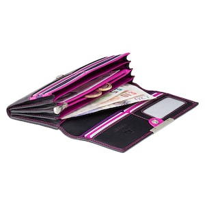 Designer Rio Collection Black / Purple Purse - Ladies Wallet - Womens Wallets - Genuine Leather RFID Blocking - R11 Berry