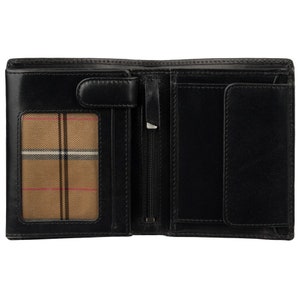 Carteira italiana de couro preta de luxo com RFID - Carteira para cartões e moedas - Porta-cartões - Veg Tan - Carteira masculina - MZ3 - Mais vendida