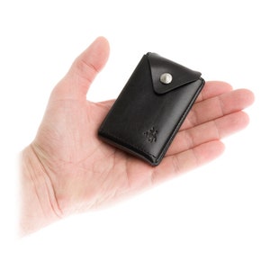 Hiroto Micro Black Wallet by VISCONTI - Handmade Leather Card Wallet - RW54 Black\Monza