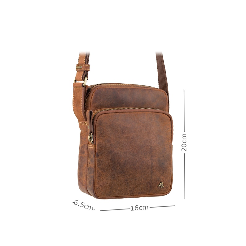 Handmade Small Leather Bag - Cross Body Small Leather Satchel - Leather Bags For Men by VISCONTI - Havanna Tan Premium Leather - TC68 image 3