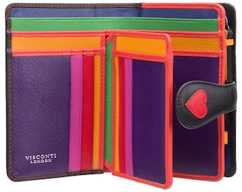 Love Collection de VISCONTI - Porte-monnaie coeur pour femme, fait main à partir de cuir véritable de qualité supérieure - Portefeuilles pour femme protégés par RFID - Coup de coeur