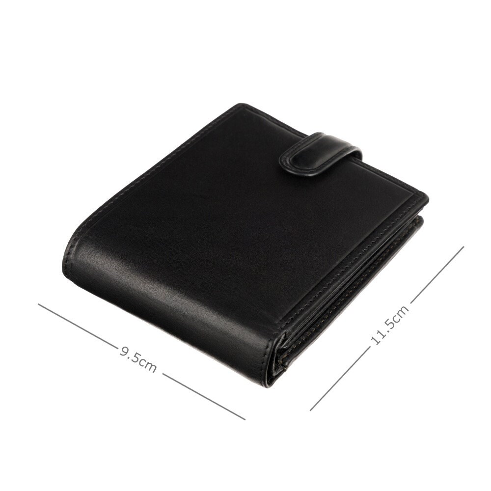 Visconti Men's Leather Wallet - Luxurious Italian Black Leather, Monza Collection, Multiple Card & Cash Pockets