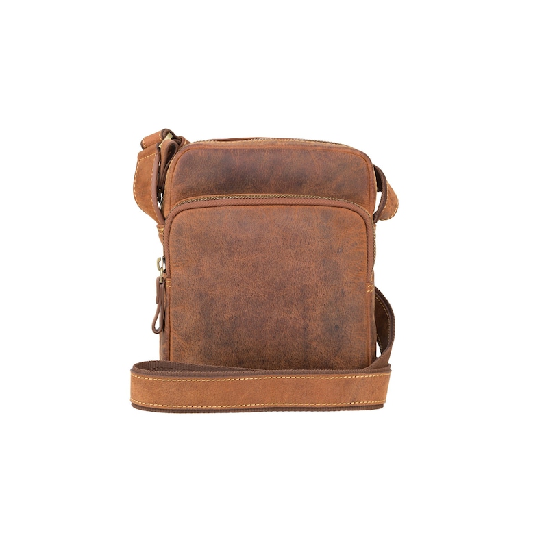 Handmade Small Leather Bag - Cross Body Small Leather Satchel - Leather Bags For Men by VISCONTI - Havanna Tan Premium Leather - TC68 image 9