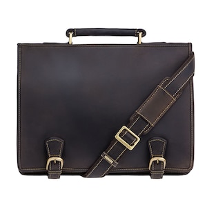 VISCONTI Hulk - Oiled Brown - Leather Large Multi Compartment Briefcase - Distressed Leather Bag - Vintage Leather Bag - Man Bag - 16134