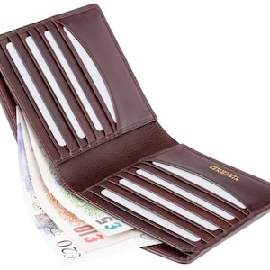VISCONTI - Portefeuille en cuir marron de luxe Euro avec protection RFID - Portefeuilles pour hommes - Cuir Veg Tan Premium - Portefeuilles faits à la main - TSC49