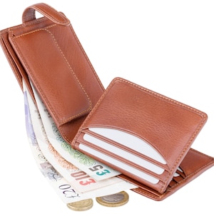 VISCONTI - Luxury Tan Button Close Leather Wallet with RFID Protection - Wallets for Men - Veg Tan Premium Leather - Handmade - TSC48