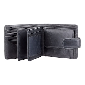 Cartera de cuero de gran capacidad para hombre con tecnología de bloqueo RFID - Negro - HT13 - En caja de regalo - Best Seller