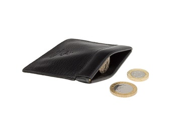 Springloaded Coin Purse - Leather Coin Purse - Premium Leather - Perfect For Coin or Small Key Storage - CP7 - Black