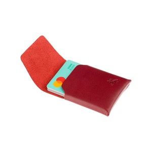 Origami Micro Red Wallet by VISCONTI - Handmade Leather Card Wallet - RW50 Red/Monza