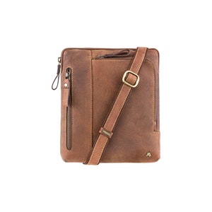 VISCONTI Oil Tan Messenger Bag - Distressed Leather Bag - Premium Leather Ziptop Bag - Visconti Hunters Leather Bag - Leather Cross Body Bag