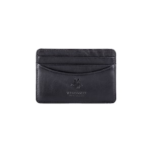 VISCONTI - Slim Leather Card Holder - Black - Cardholder Wallet - Minimalist Wallet - Leather Wallets for Men - VSL25 - Front Pocket Wallets