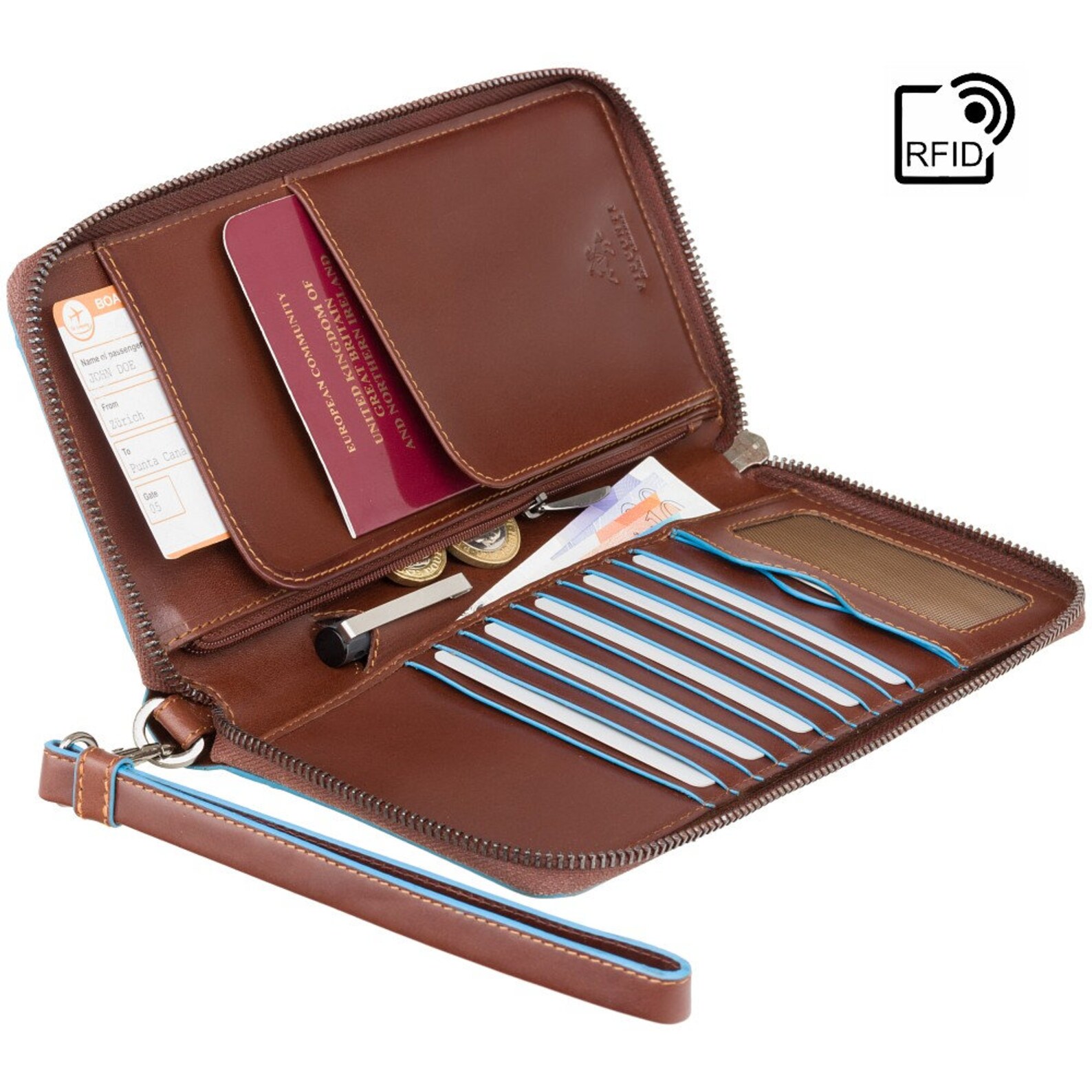 Premium Leather RFID Travel Wallet VISCONTI Brown ALP89 Etsy