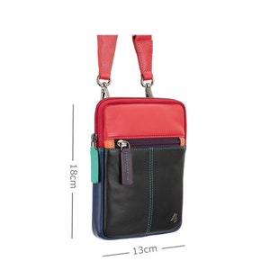 Sac zippé / Petite pochette de voyage - Noir - Sacs en cuir unisexe - Petit sac zippé - Collection VISCONTI de sacs à bandoulière - Remi - Multicolore