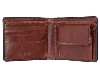 VISCONTI Burnished Tan Leather Wallet - Handmade Wallet With Cash, Card and Coin Section - Designed Billfold Wallet For Men - Arthur AT60