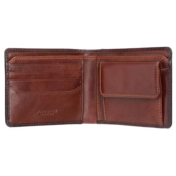 VISCONTI Burnished Tan Leather Wallet - Handmade Wallet With Cash, Card and Coin Section - Designed Billfold Wallet For Men - Arthur AT60