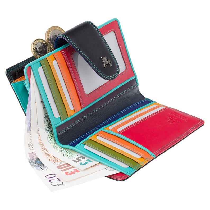 multi coloured leather purse