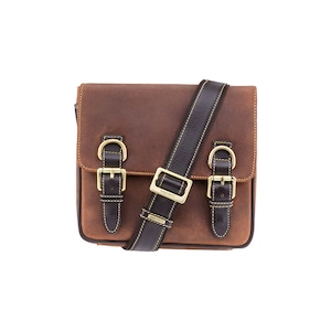 VISCONTI Leather - Rumba - Tan Bag - Leather Across Body Bag - Messenger Bag - Bag with Buckles - Small Leather Bag - Distressed Leather