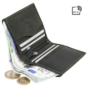 VISCONTI Leather Wallet - Oil GREEN - Hunters Collection - Card Case - 705 - Bi-Fold - RFID Wallet - Small Wallet - Man wallet - Card Holder