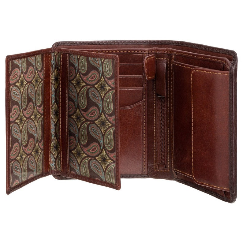VISCONTI Hector AT62 Bifold Wallet For Men Card and Coin Section Handmade Wallet With Cash Burnished Tan Large Leather Wallet