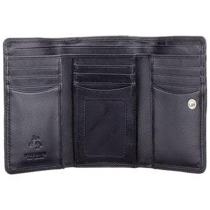 Sac à main RFID Tri Fold - Portefeuille Tri Fold en cuir véritable - Grand sac à main - HT32 Noir - Portefeuille Femme