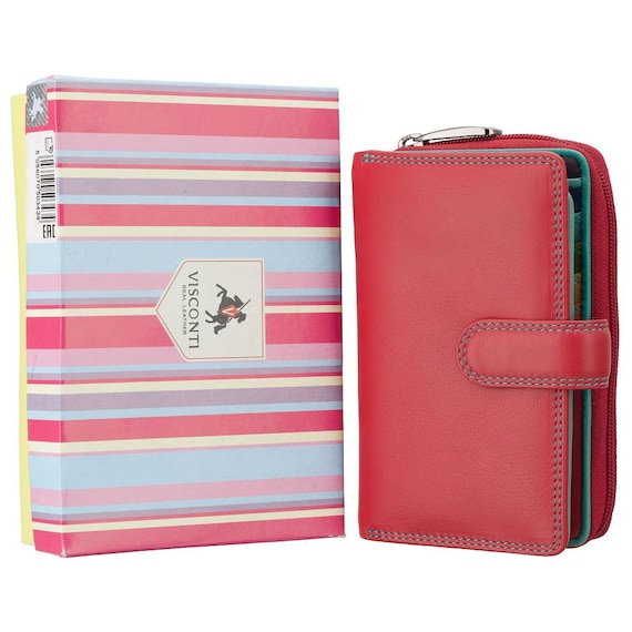 Leather Purse For Woman Leather Wallet For Women Ladies Colorful Purse Button Close Purse Wallet Cash Cards Handmade Purses RFID