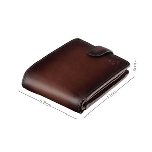 Cartera grande de piel color tostado bruñido - Cartera hecha a mano con compartimentos para efectivo, tarjetas y monedas - Cartera plegable para hombre - VISCONTI Henry AT72