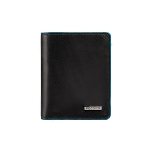 Cartera VISCONTI RFID - Negro - Tignes - Cartera fina para tarjetas RFID con cremallera - Tarjetero - Doble pliegue - Cartera de cuero - Cartera pequeña - Cartera para hombre