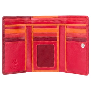 VISCONTI Tri Fold Purse - Rainbow Collection - Red - Large Coin Purse With Card Holding Wallet - RB43 - Bora