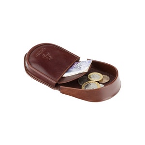 Monedero marrón con forma de herradura para monedas, efectivo y llaves - Monedero unisex - Monedero de piel auténtica con forma de herradura - 6 TRY