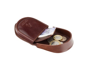 Braune Hufeisen Geldbörse für Münzen, Bargeld und Schlüssel - Unisex-Geldbörse - Brieftasche aus echtem Leder Hufeisen-Münzhalter - TRY6