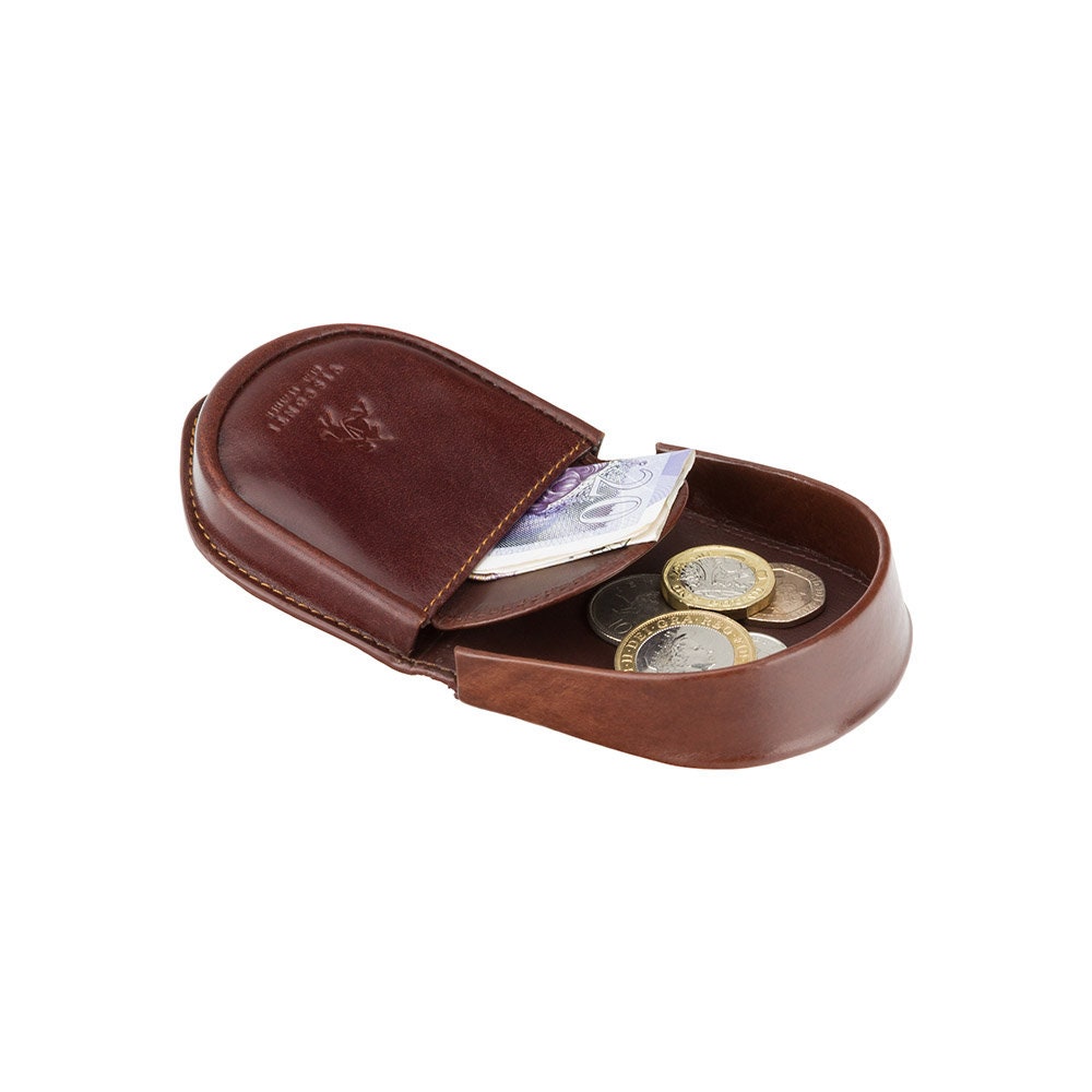 Leather Coin Purse and Key Chain | Ideana Light Brown / Stirrup